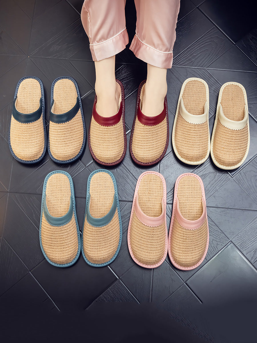 Couple Summer Linen Weave Indoor Antislip Flat Slippers