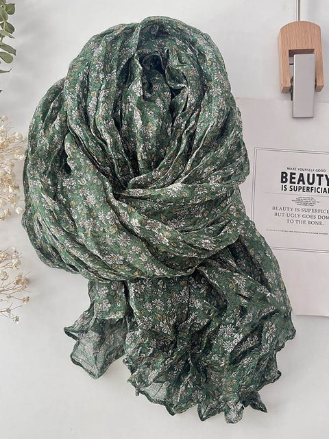 Women Summer Vintage Floral Cotton Scarf