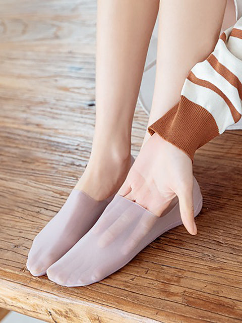 5 Pairs Women Casual Summer Solid Thin Socks