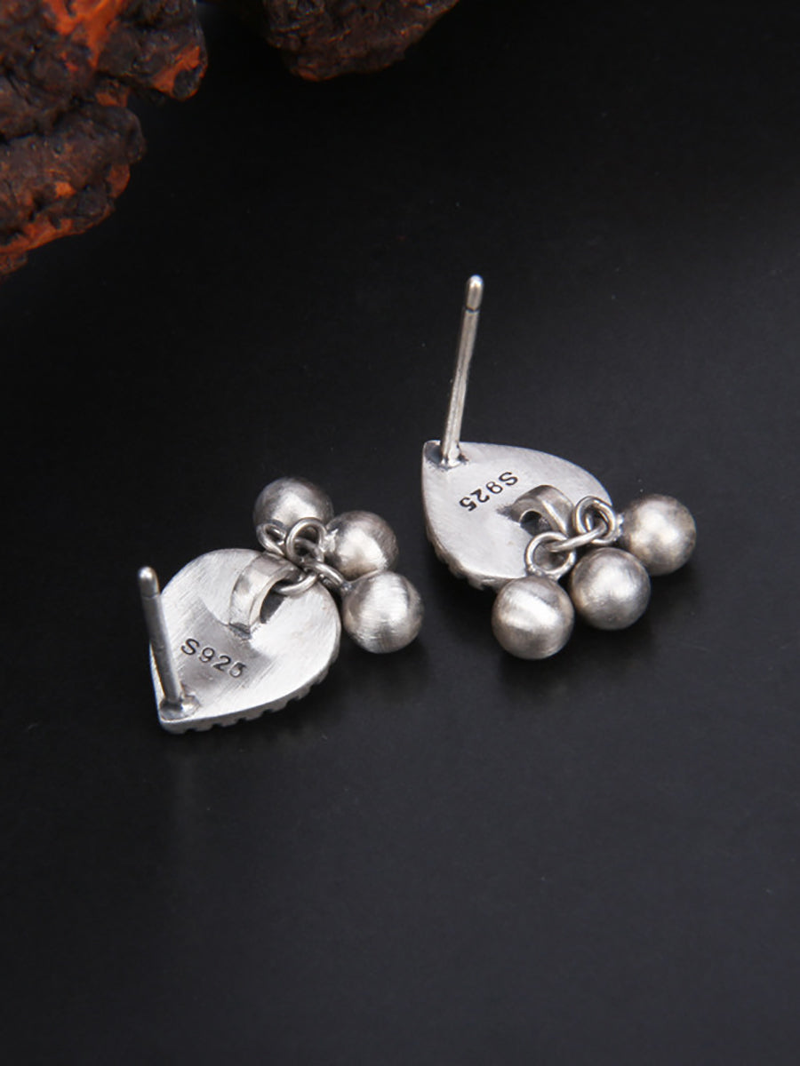 Women Vintage Sliver Heart Tssel Earrings