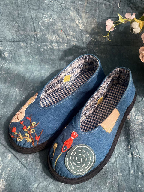 Women Vintage Spliced Embroidery Cloth Shoes