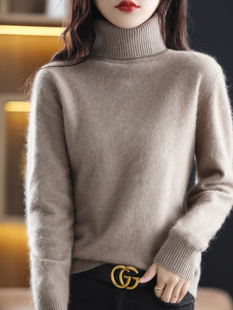 Women Autumn Casual Turtleneck Soft Cashmere Sweater