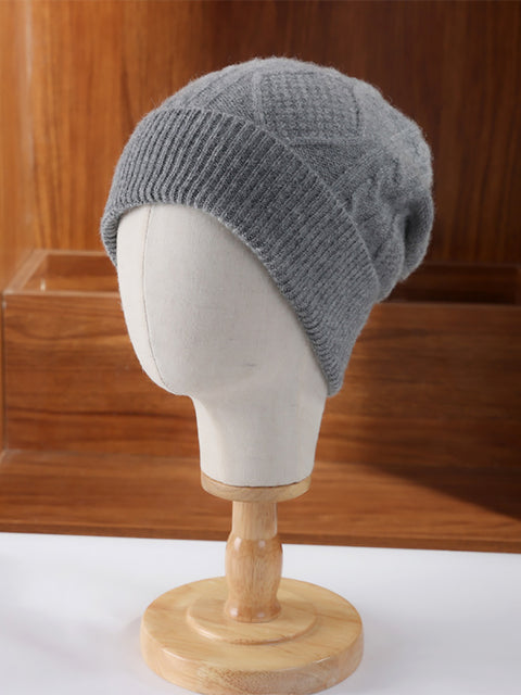 Unisex Winter Wool Cable Knit Warm Hat