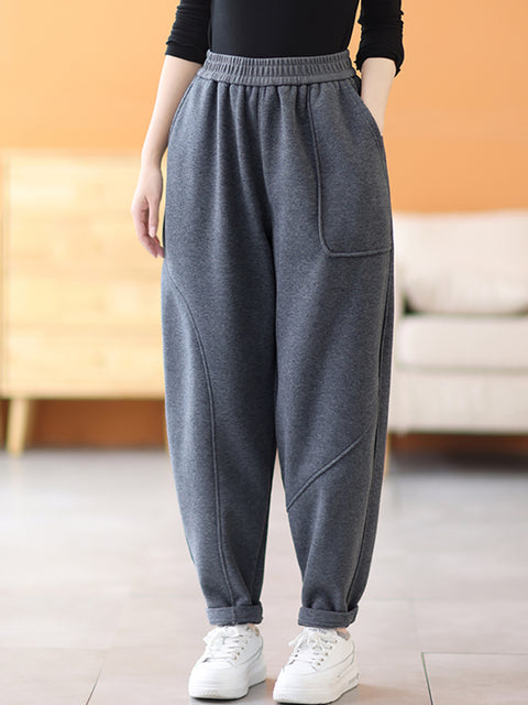 Plus Size Women Casual Winter Fleece-lined Harem Pants