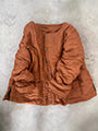 Women Vintage Autumn Pure Color O-Neck Ramie Padded Shirt