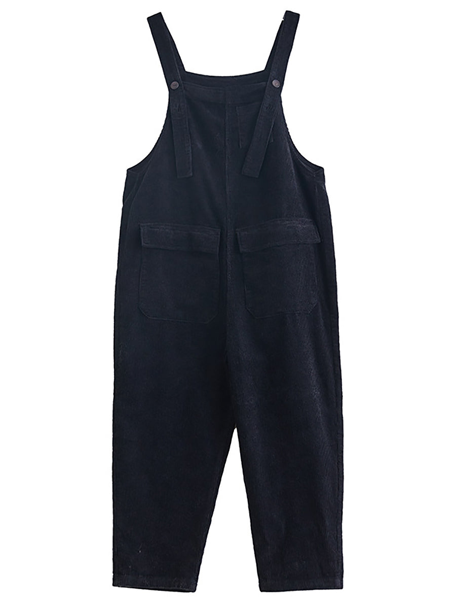 Women Vintage Solid Winter Croduroy Jumpsuits