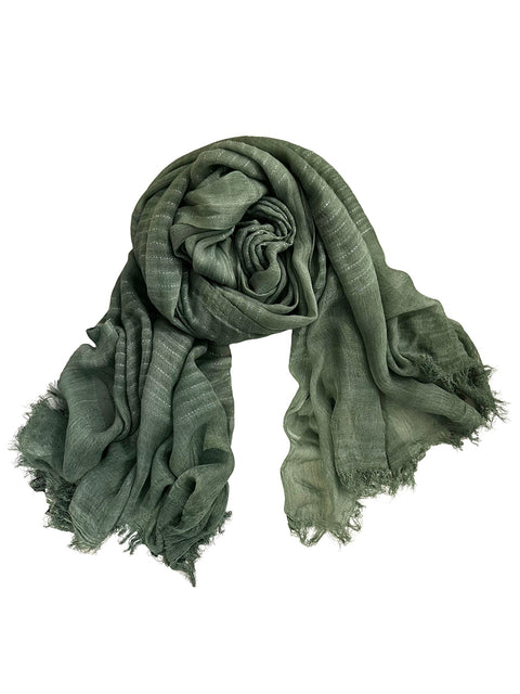 Women Artsy Stripe Raw-edge Shawl Scarf