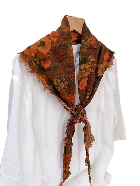 Women Ethnic Flower Tie-dye Autumn Scarf