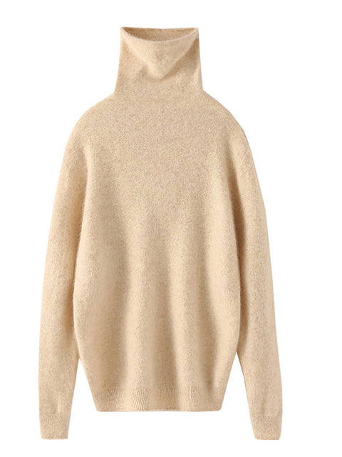 Women Autumn Turtleneck Wool Soft Warm Knit Sweater