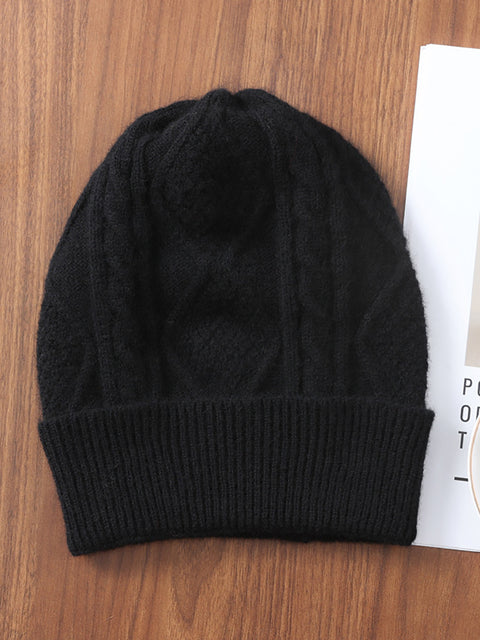 Unisex Winter Wool Cable Knit Warm Hat