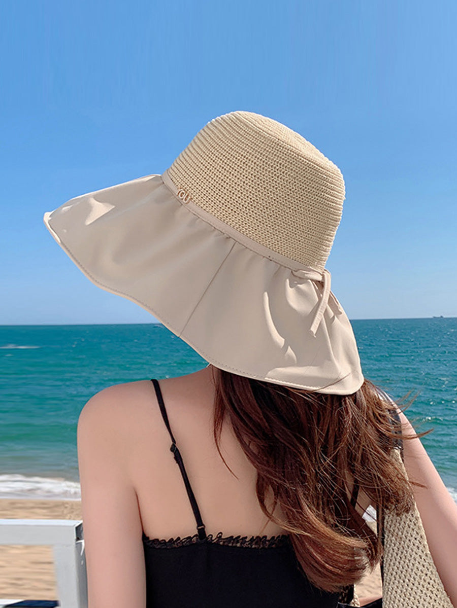 Women Summer Fashion Spliced Solid Sunproof Hat