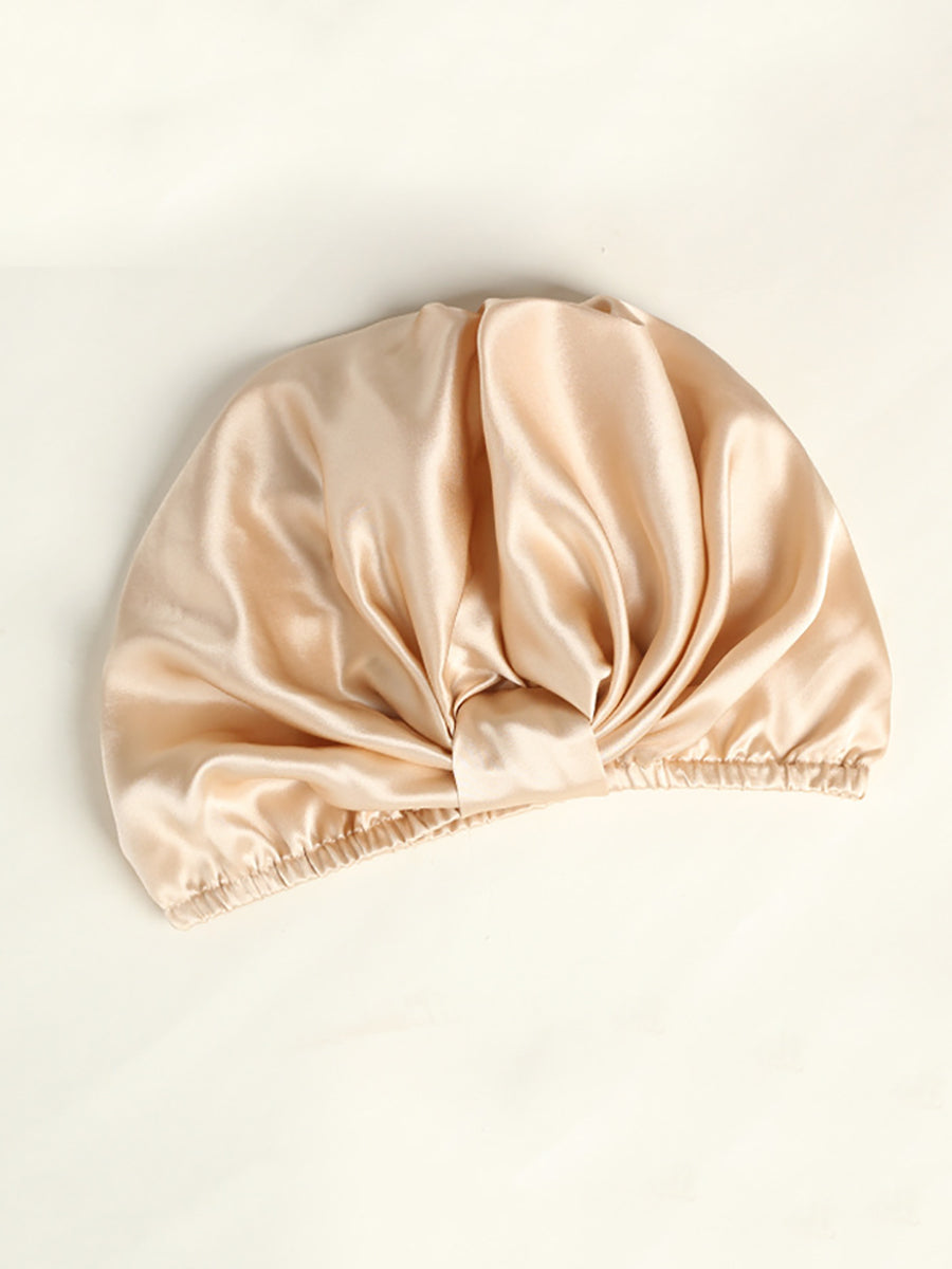 Women Elegant Solid Knot Silk Shower Cap Nightcap