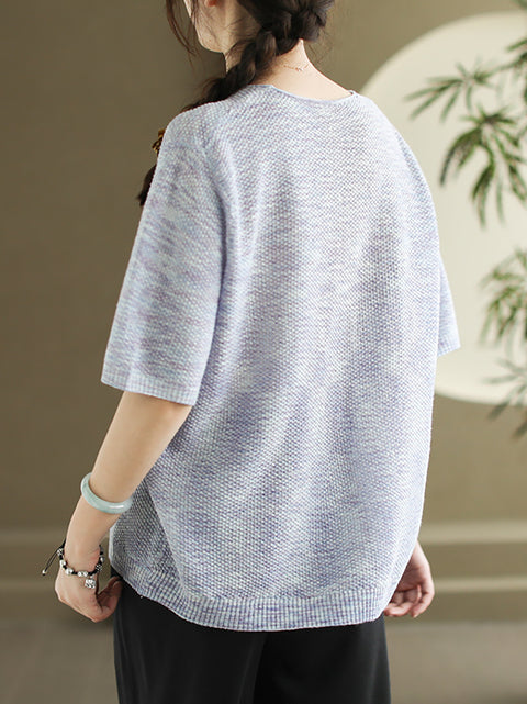 Women Summer Casual Knitted V-Neck Shirt