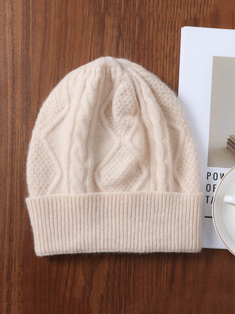 Unisex Winter Wool Cable Knit Warm Hat