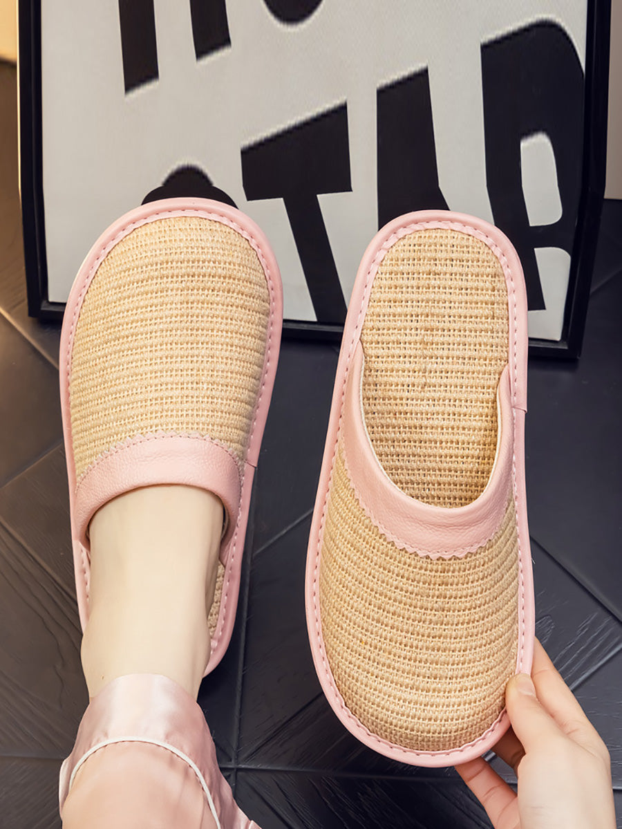 Couple Summer Linen Weave Indoor Antislip Flat Slippers