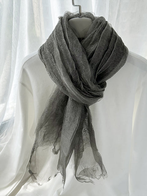 Women Stripe Linen Thin Scarf