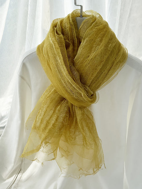 Women Stripe Linen Thin Scarf