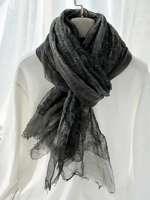 Women Stripe Linen Thin Scarf