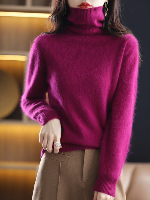 Women Autumn Casual Turtleneck Soft Cashmere Sweater