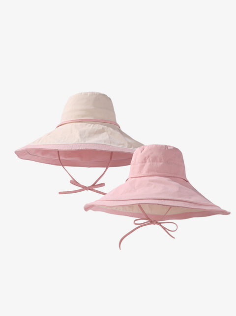 Women Summer Colorblock Sunproof Large Brim Hat