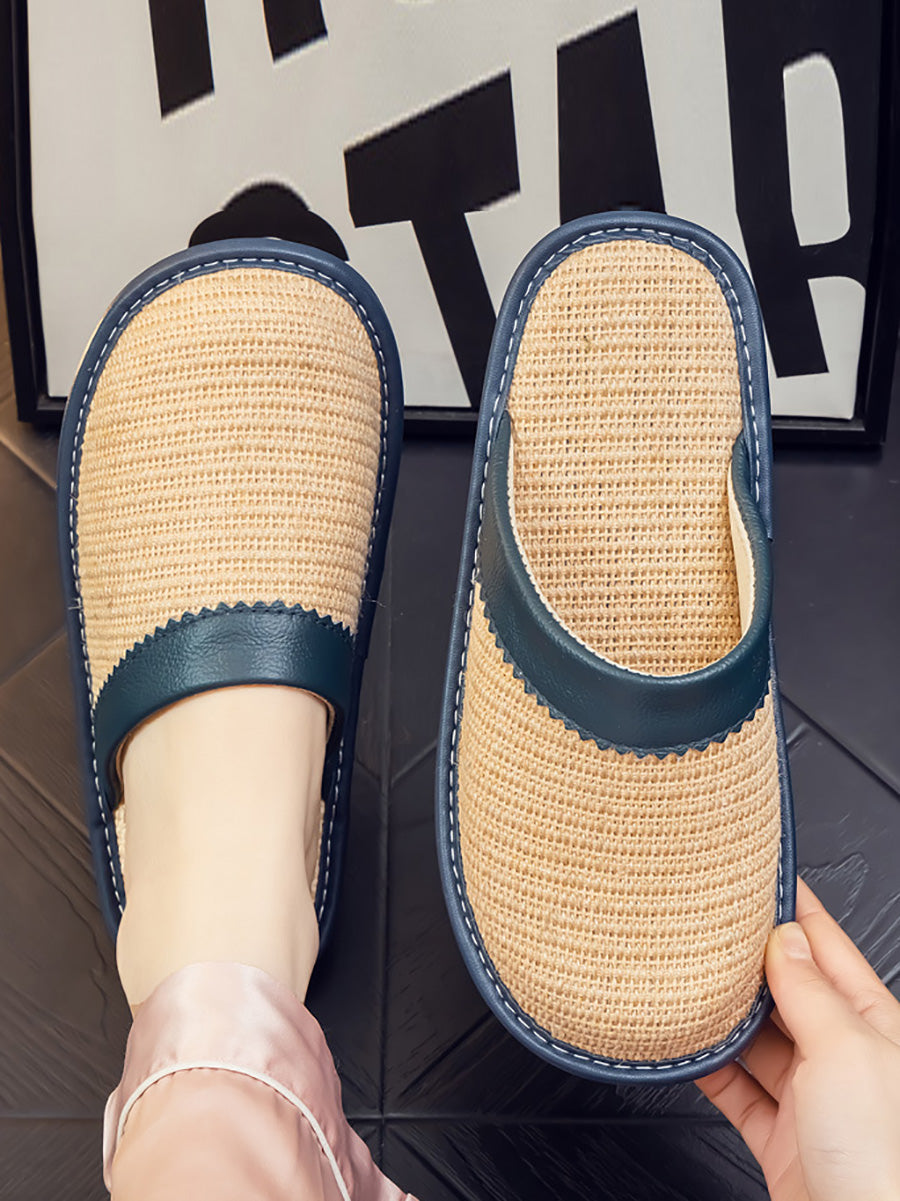 Couple Summer Linen Weave Indoor Antislip Flat Slippers