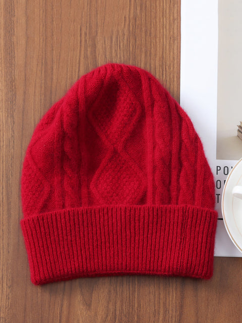 Unisex Winter Wool Cable Knit Warm Hat