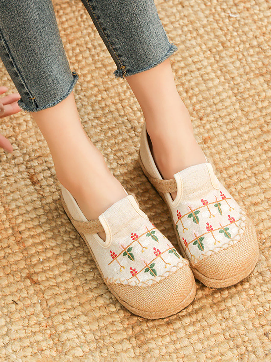 Women Spring Cotton Linen Embroidery Shoes