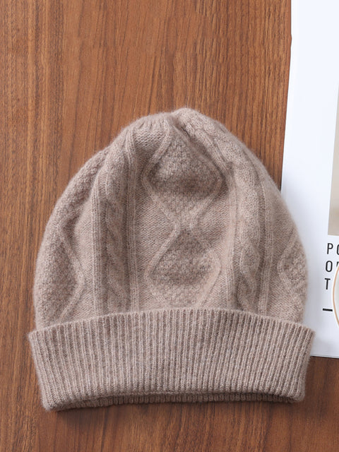 Unisex Winter Wool Cable Knit Warm Hat