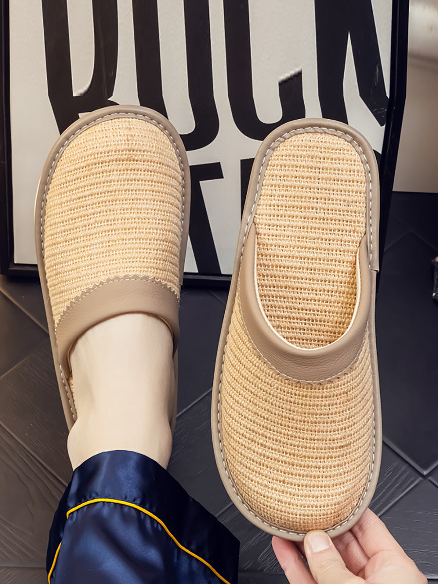 Couple Summer Linen Weave Indoor Antislip Flat Slippers