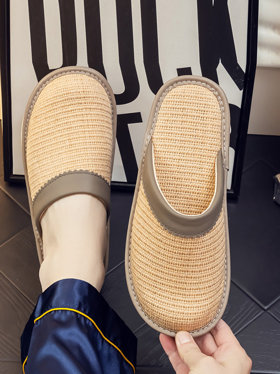 Couple Summer Linen Weave Indoor Antislip Flat Slippers