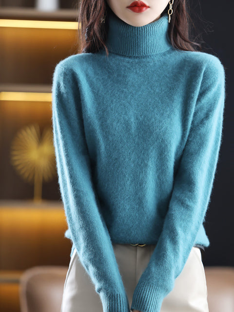 Women Autumn Casual Turtleneck Soft Cashmere Sweater