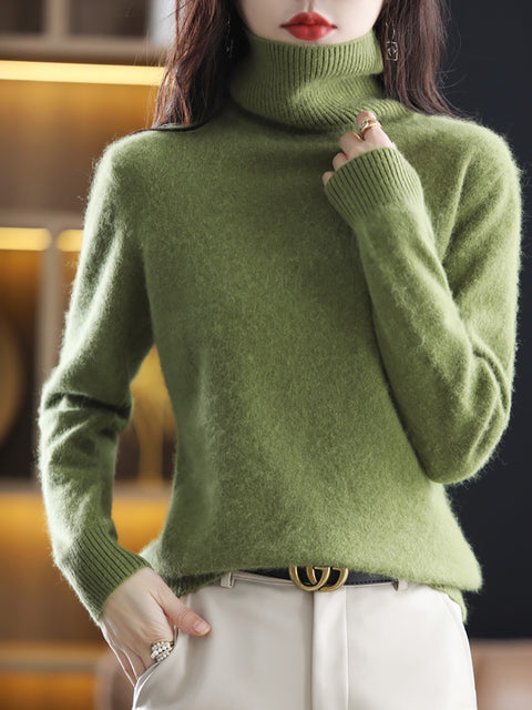 Women Autumn Casual Turtleneck Soft Cashmere Sweater