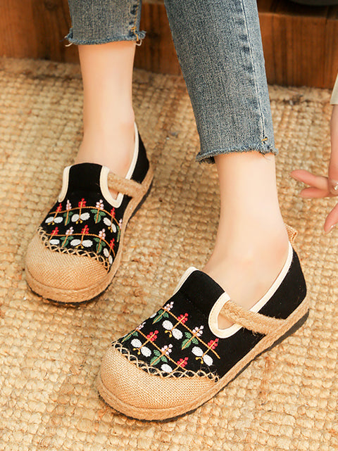 Women Spring Cotton Linen Embroidery Shoes