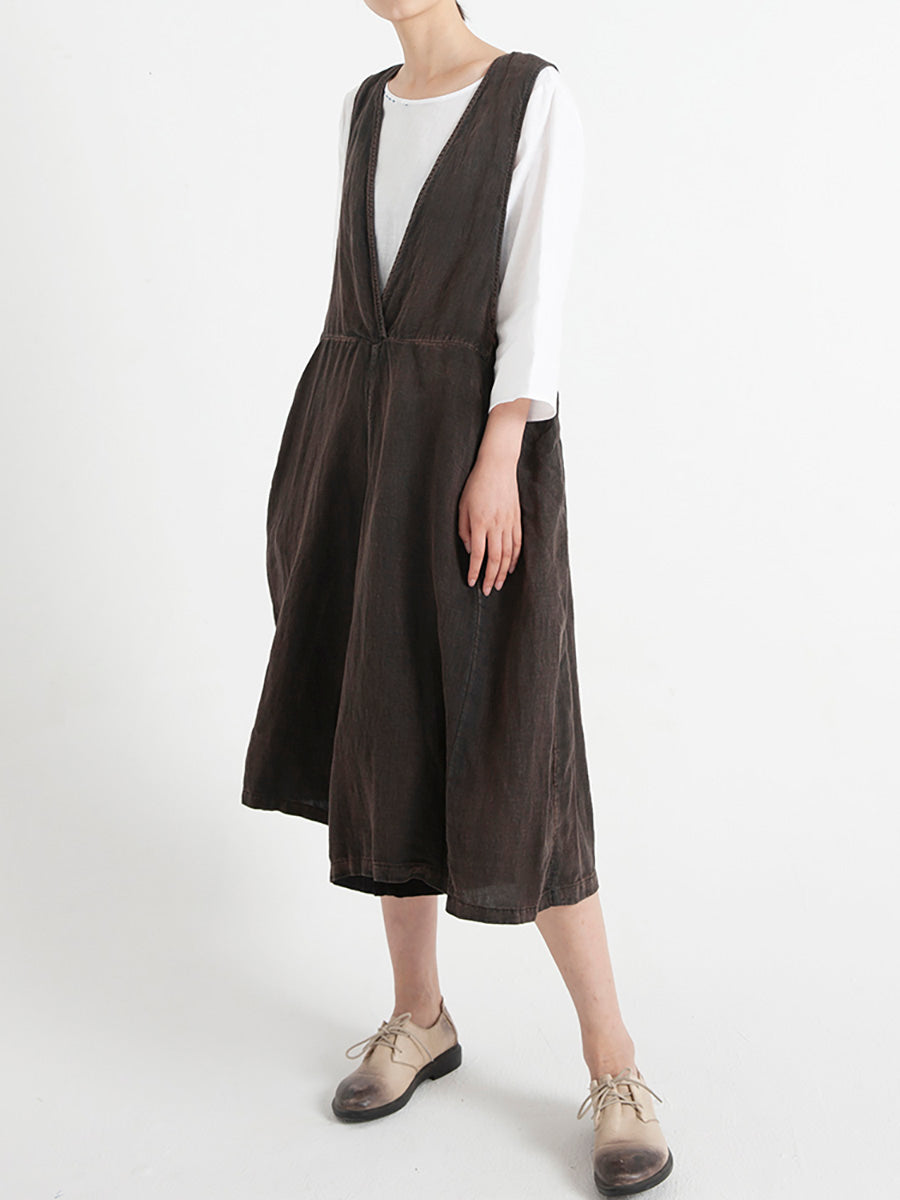 Linen Sleeveless Women Summer Loose Jumpsuit Overalls