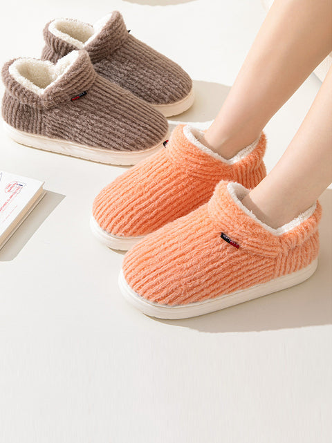 Couple Solid Indoor Warm Fleece Shoes