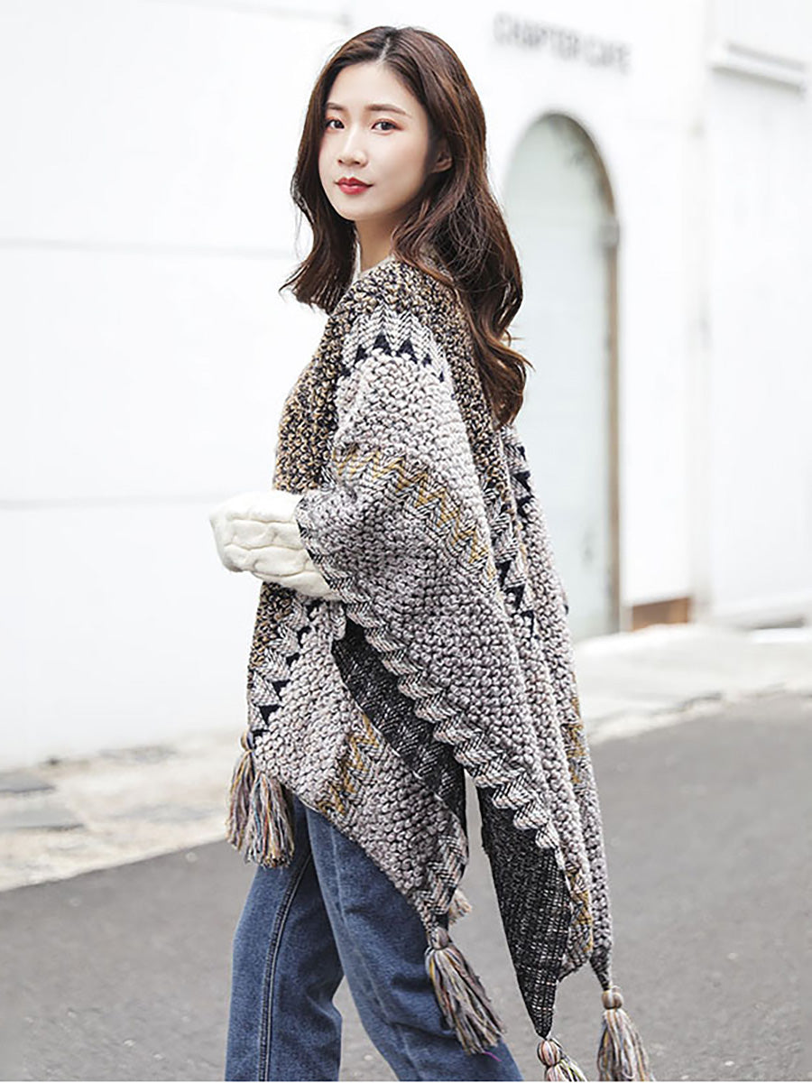 Winter Knitted Warm Tassel Scarf Shawl