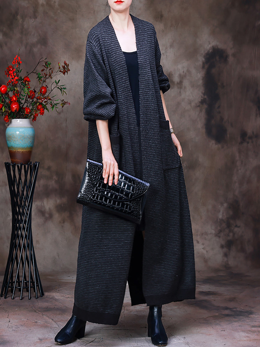 Women Autumn Casual Striped Coat