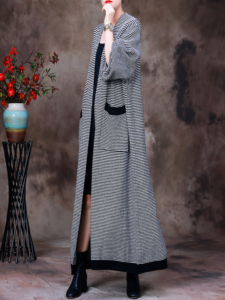 Women Autumn Casual Striped Coat