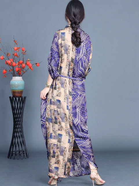 Women Spring Artsy Cross Spliced Maxi Dress