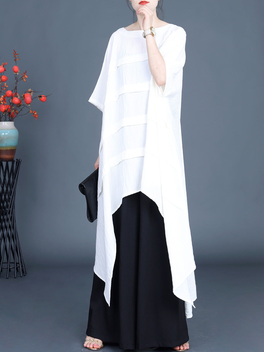 Women Summer Irregular Tiered Ruffle Spliced Shirt