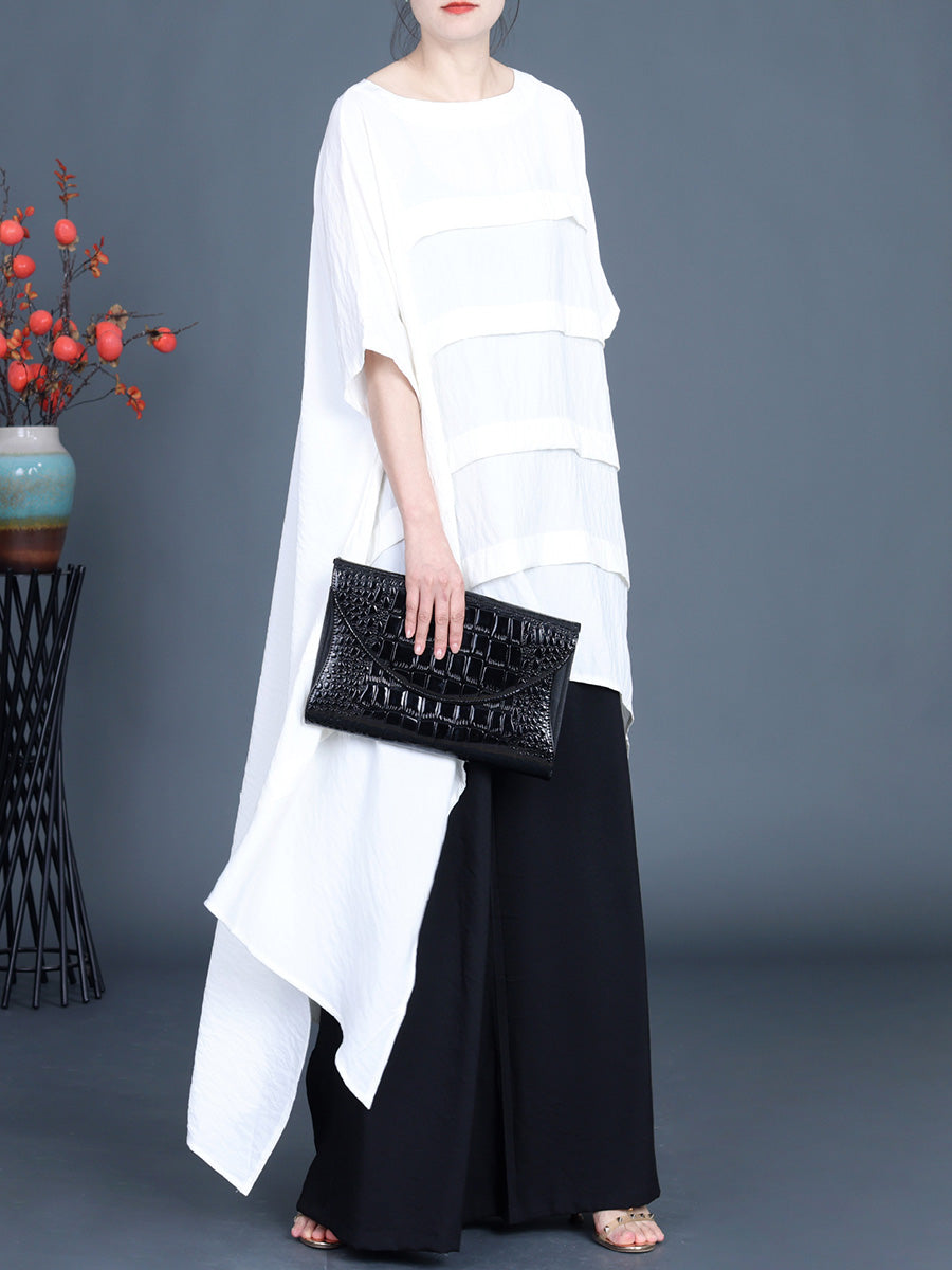 Women Summer Irregular Tiered Ruffle Spliced Shirt