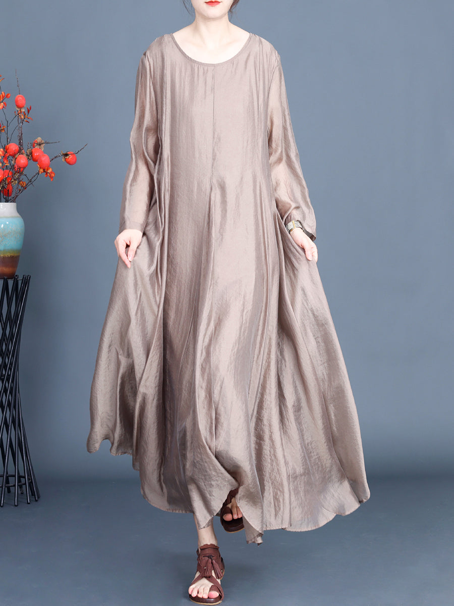 Women Spring Artsy Solid Irregular Hem Dress