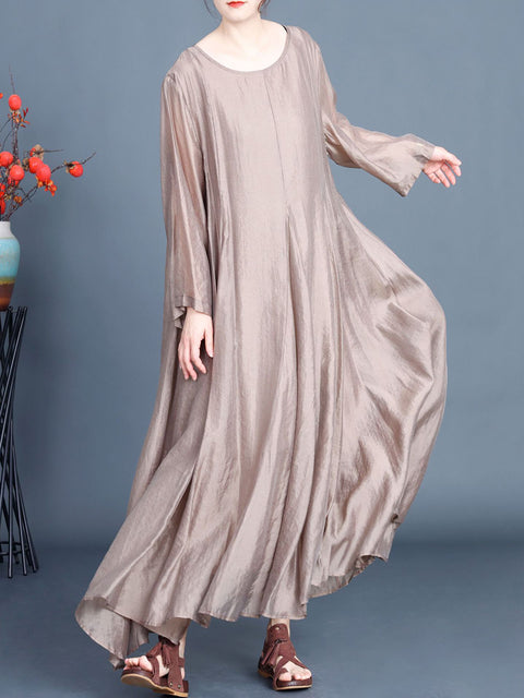 Women Spring Artsy Solid Irregular Hem Dress