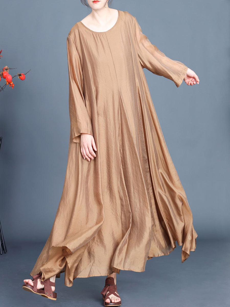 Women Spring Artsy Solid Irregular Hem Dress