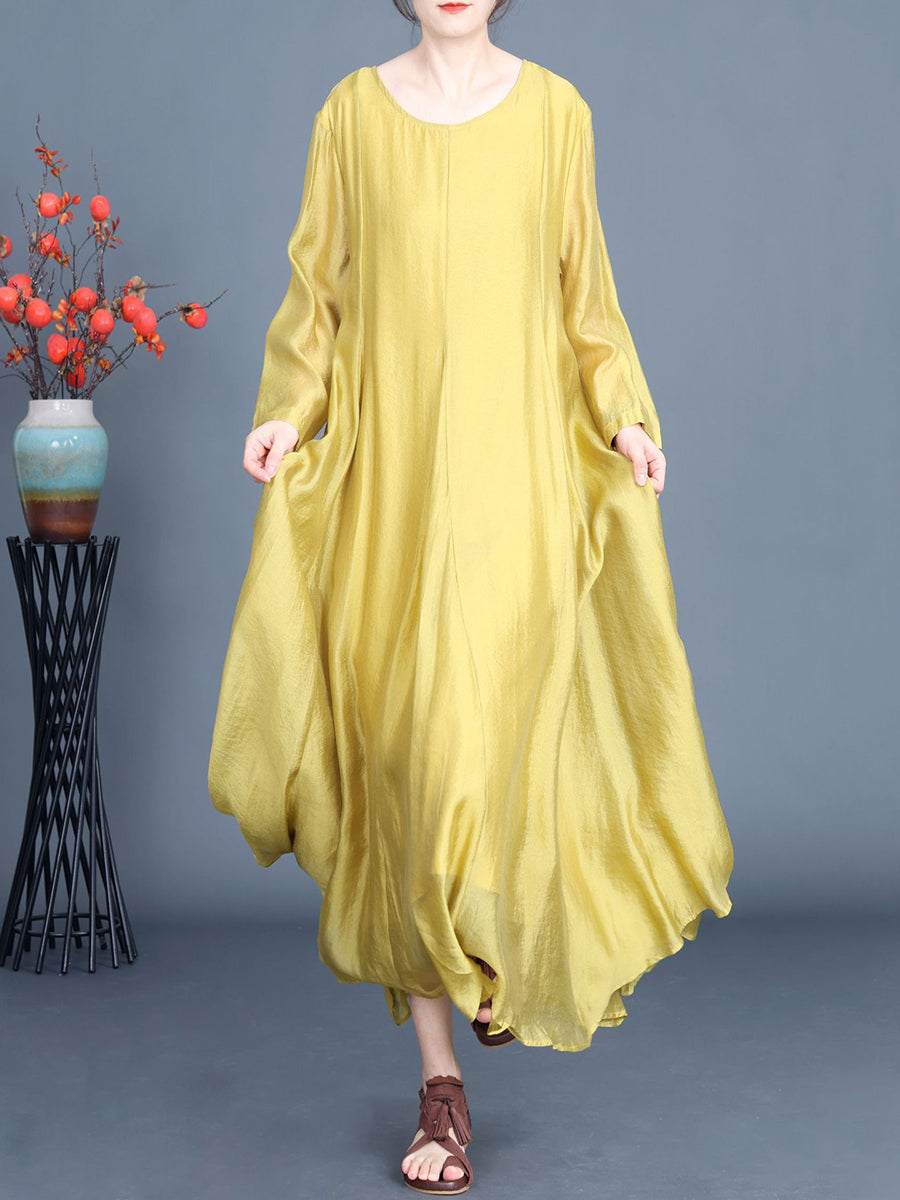 Women Spring Artsy Solid Irregular Hem Dress