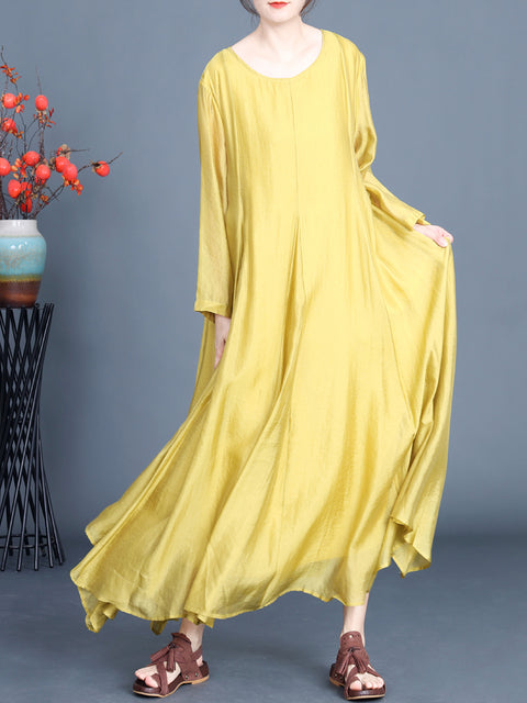 Women Spring Artsy Solid Irregular Hem Dress