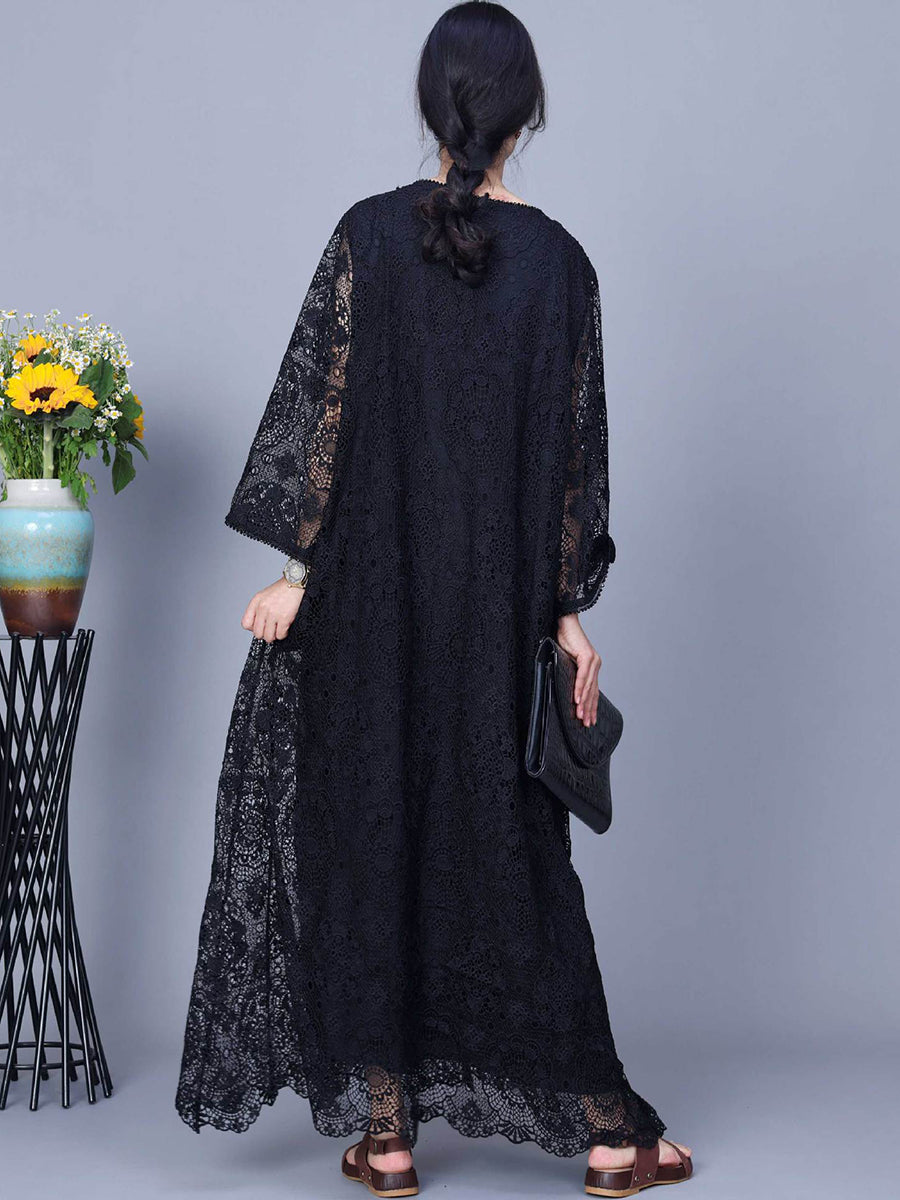 Women Summer Artsy Lace Spliced Maxi Dress