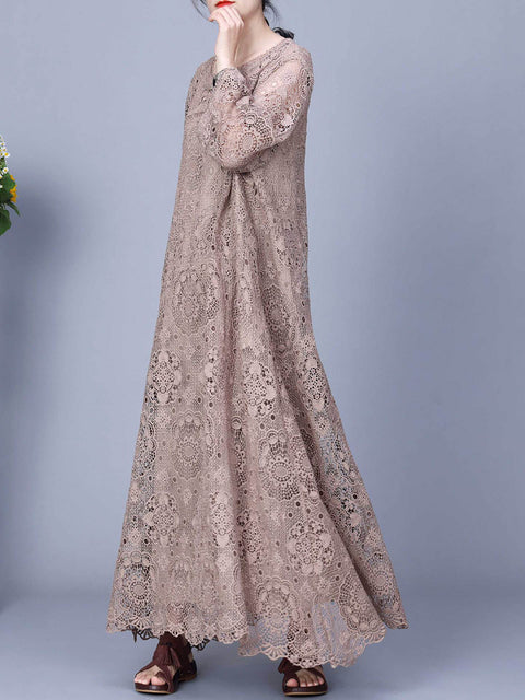 Women Summer Artsy Lace Spliced Maxi Dress