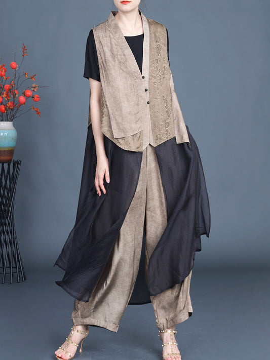 Women Summer Artsy Irregular Spliced Flower Vest