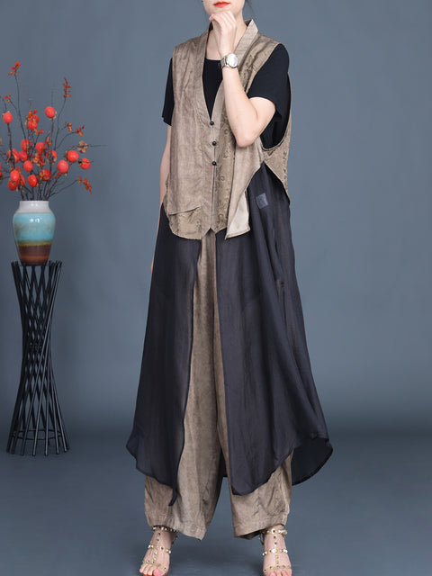 Women Summer Artsy Irregular Spliced Flower Vest